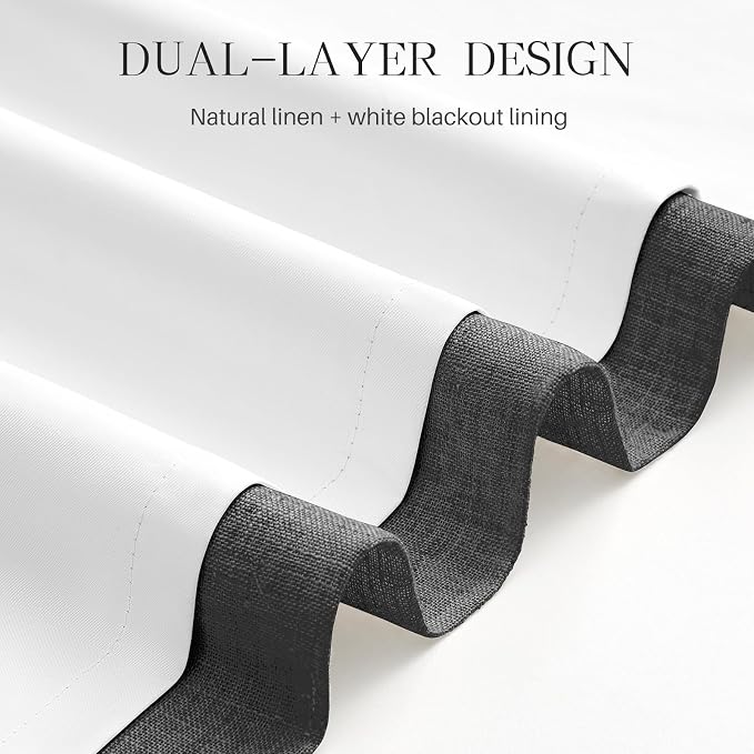 AUSSPVOCT Pinch Pleated 90 Inch Linen Curtains 100% Blackout - Image 5