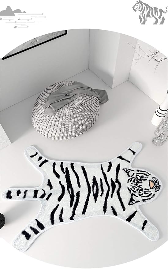 Tiger Print Rug Cartoon Cute Faux Area Rugs Fluffy Animal Print Mat Carpet Kids - Image 6