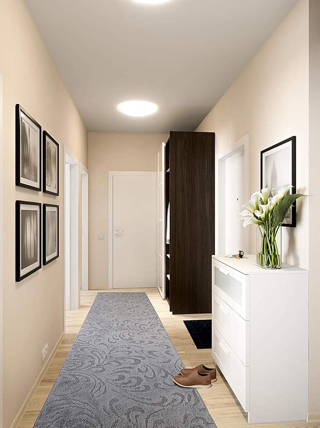 Custom Length Hallway Runner Rug, Slip Resistant, Floral Grey, 26 Inch X 19 feet - Image 3