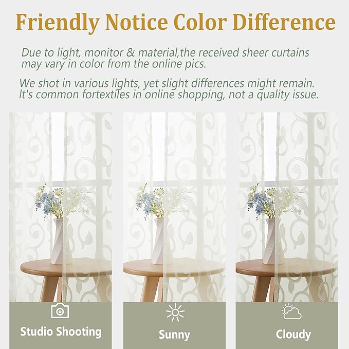 OWENIE Furman Cafe Curtains 45 Inch Length 2 Panels Set, Elegant Geometric - Image 5