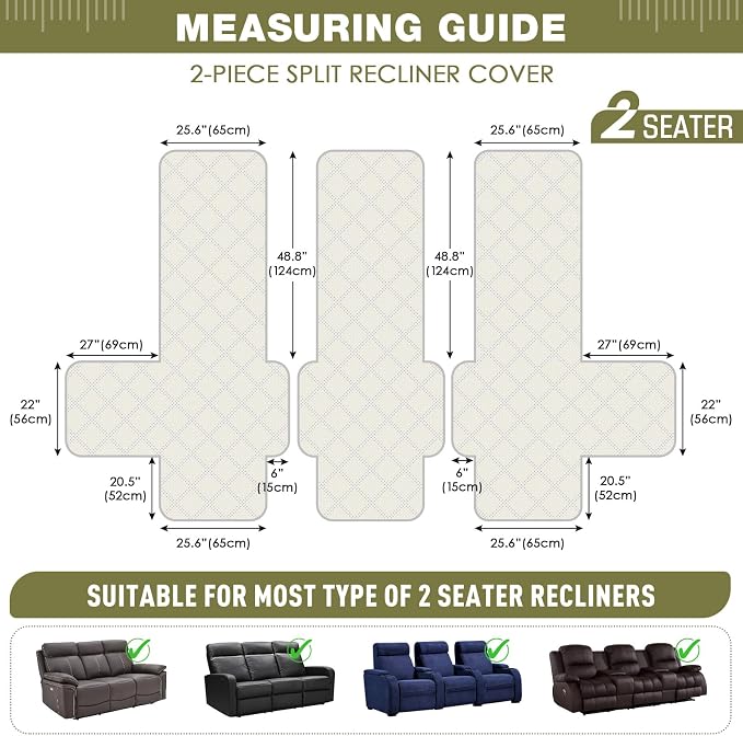 TAOCOCO 100% Waterproof Recliner Sofa Cover, Non Slip Split Couch Covers - Image 2