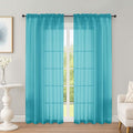 OWENIE Turquoise Sheer Curtains 72 Inches Long 2 Panels Set, Transparent Voile by OWENIE