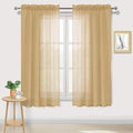 DWCN Taupe Sheer Curtains Semi Transparent Voile Rod Pocket Curtains by DWCN