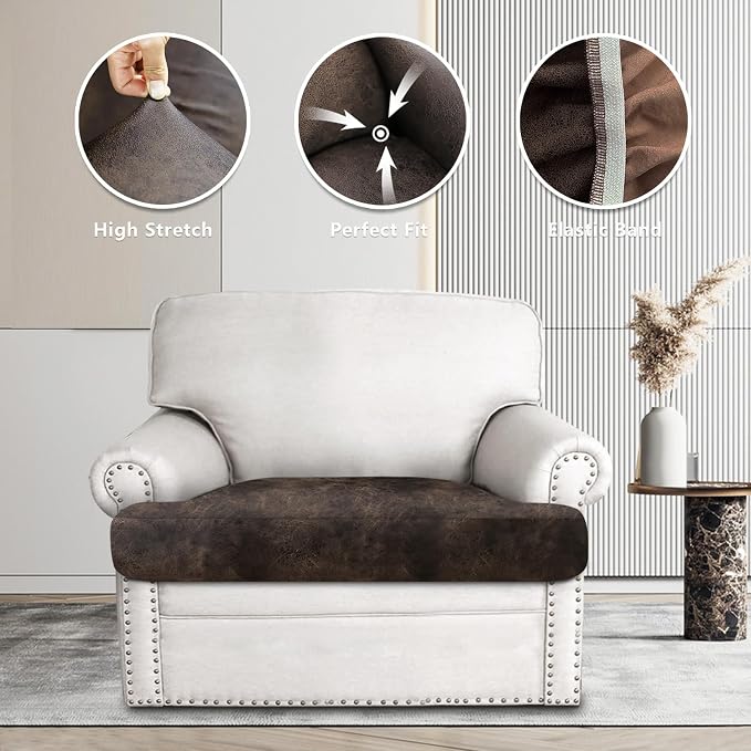 Leather Look Couch Cushion Covers Sofa Seat Slipcovers Sets Couches Furniture - Image 6