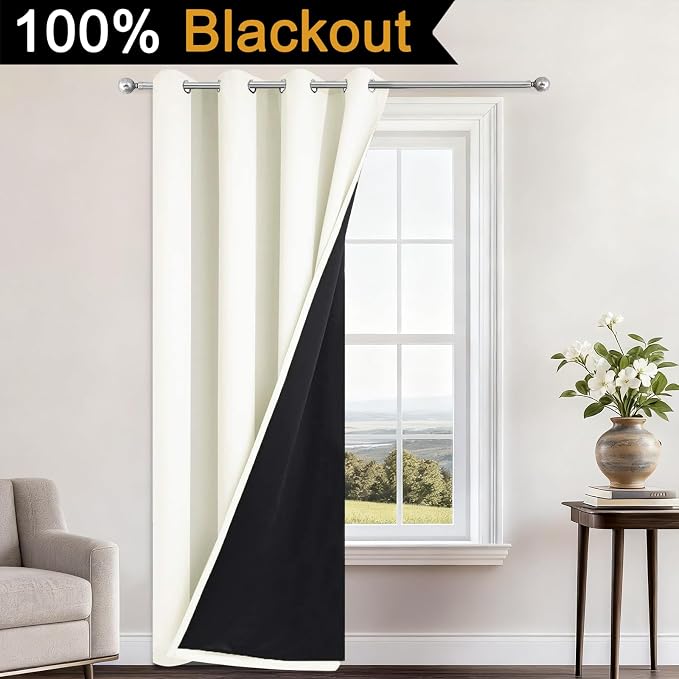 Yakamok 100% Blackout Curtains 96 Inches Long, 2 Thick Layers Heat and Full - Image 2
