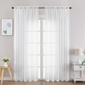 Gwine White Sheer Curtains 84 Inches Long 2 Panels Set, Light Filtering Sheer by Gwine