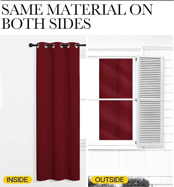 NICETOWN Burgundy Red Blackout Curtains 48 inches Length - Image 5