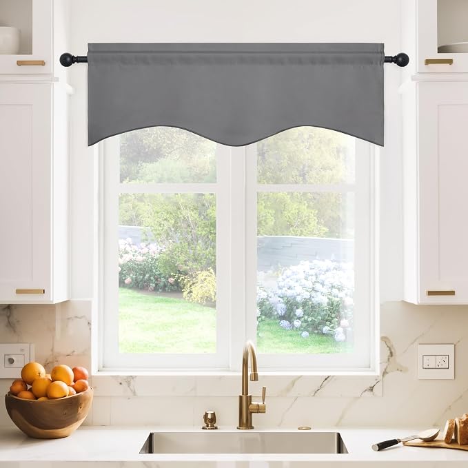 NICETOWN Blackout Valances for Bedroom, Small Window Covering Curtain Set Light - Image 2