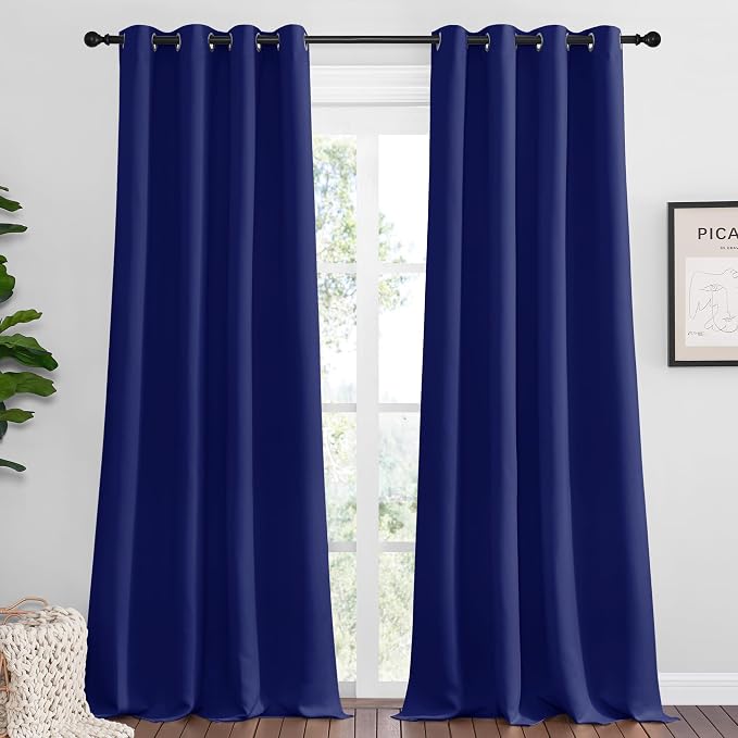 NICETOWN Navy Blue Blackout Curtains 120 inches Length by NICETOWN