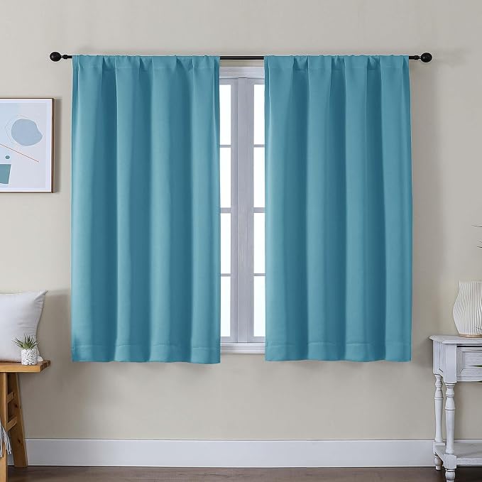 Simplebrand Ava Turquoise Short Blackout Curtains by Simplebrand