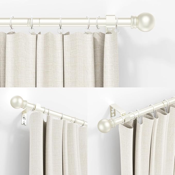 Thestoa Nickel Curtain Rods for Windows 48 to 84-92 Inch, Stainless Steel Long - Image 2
