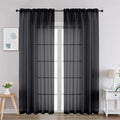 Gwine Black Sheer Curtains 84 Inches Long 2 Panels Set, Light Filtering Sheer by Gwine