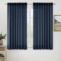 MIULEE Navy Blue Linen Curtains 54 Inch Length 2 Panels by MIULEE