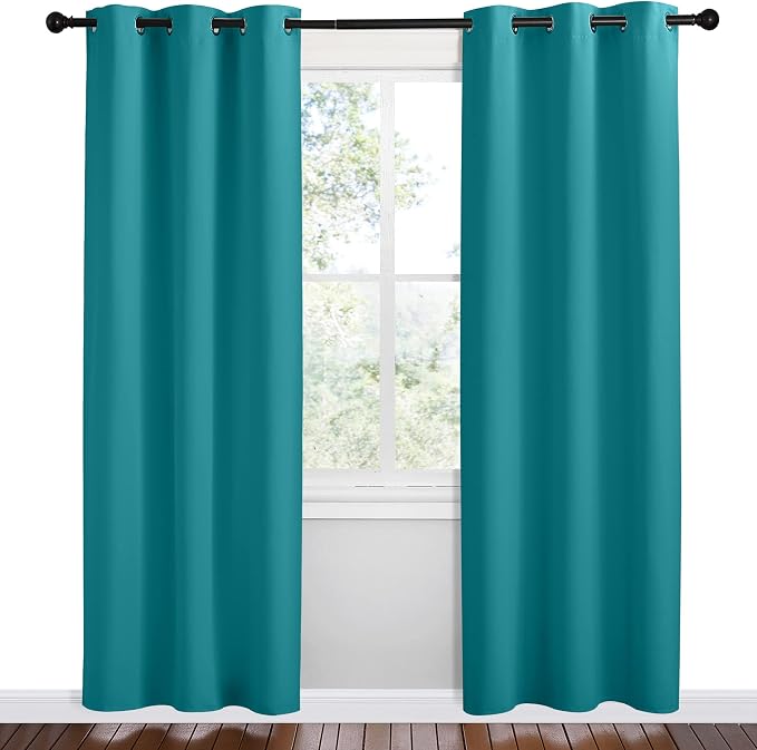 NICETOWN Room Darkening Curtains 78 inch Length 2 Panels, Peacock Teal - Image 2