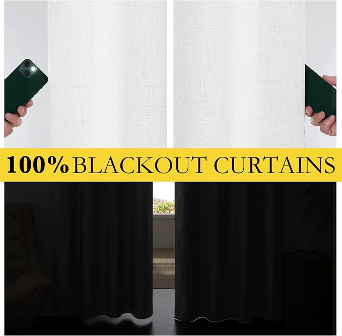 NICETOWN 100% Absolutely Blackout Linen Curtains - Image 2