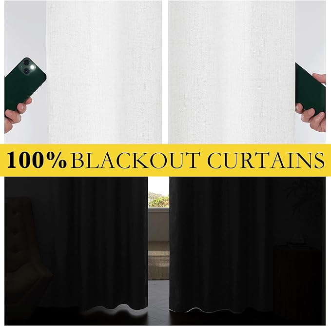 NICETOWN 100% Absolutely Blackout Linen Curtains - Image 3