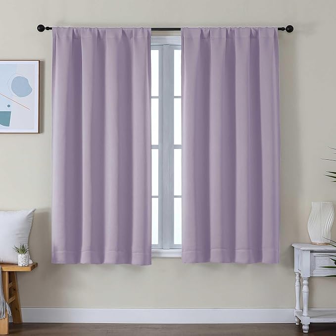 Simplebrand Ava Lilac Short Blackout Curtains by Simplebrand
