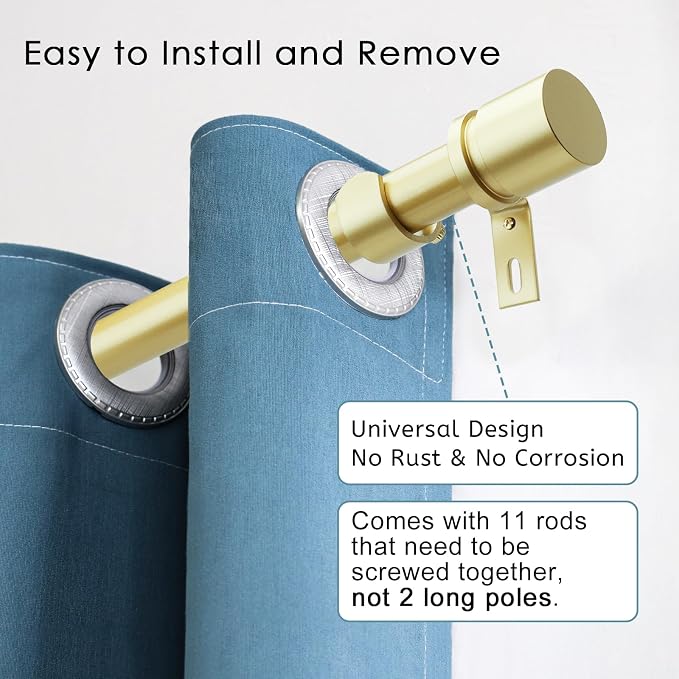 Byondeth Curtain Rods for Windows 16 to 170 Inches Adjustable Length 1 Inch - Image 2