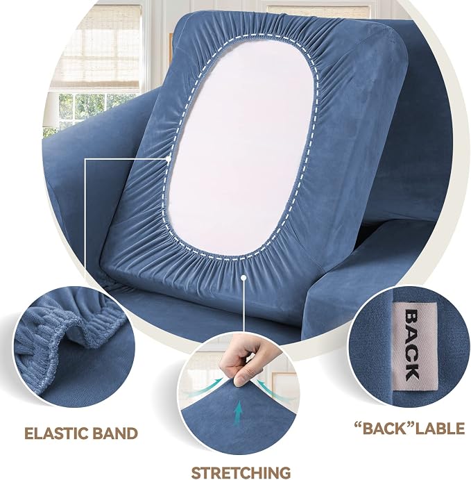 WEERRW Velvet Couch Covers for 2 Cushion Couch Sofa - Image 3