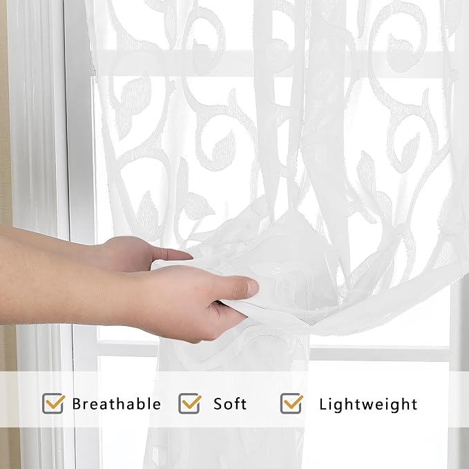 OWENIE Furman Extra Long Sheer White Curtains 96 inches Long - Image 5