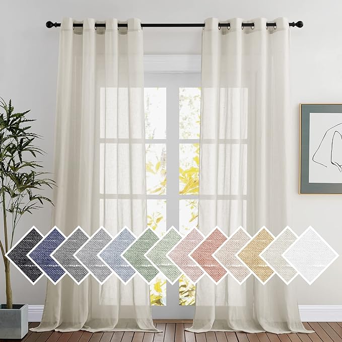 NICETOWN Linen Sheer Curtains 90 inch Length by NICETOWN