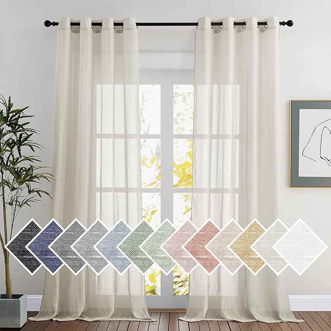 NICETOWN polyester Curtains for Windows 96 inch Length, Grommet Semi Sheer by NICETOWN