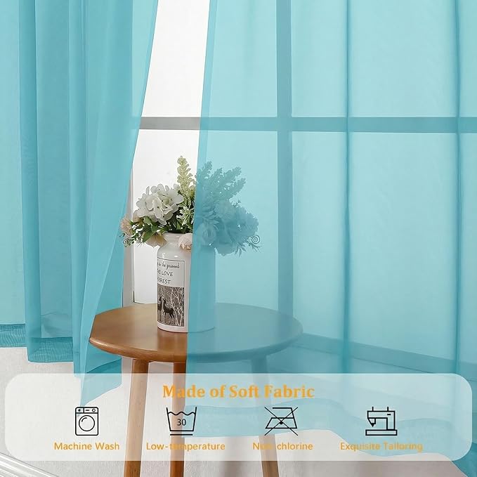 Gwine Sheer Curtains for Living Room 45 inch Length - Image 7