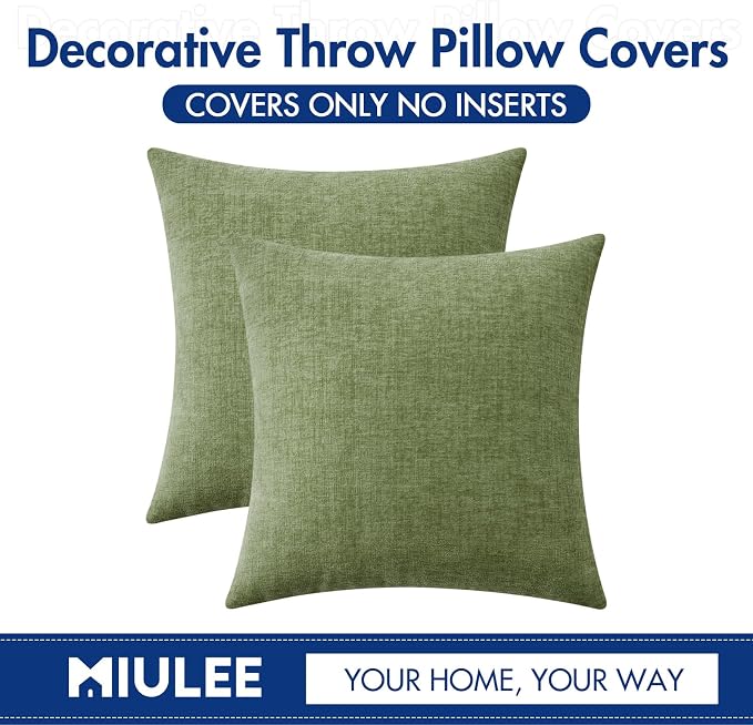 MIULEE Pack of 2 Couch Throw Pillow Covers 18x18 Inch Spring Soft Sage Green - Image 6