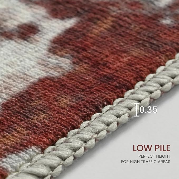 Living Room Rug 9x11 Beige Area Rugs Machine Washable Abstract Boho Large Rug - Image 7