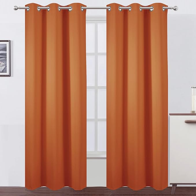 LEMOMO Blackout Curtains 42 x 84 inch/Orange Curtains Set of 2 Panels/Thermal by Lemomo