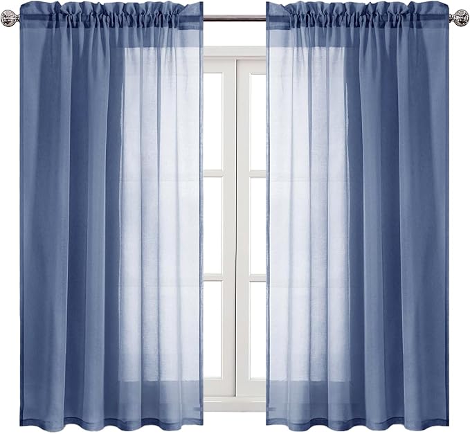 DWCN Sheer Curtains Semi Transparent Voile Rod Pocket Curtains - Image 9