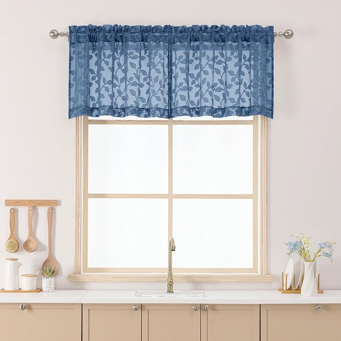 Chyhomenyc Dusty Blue Sheer Valances by Chyhomenyc