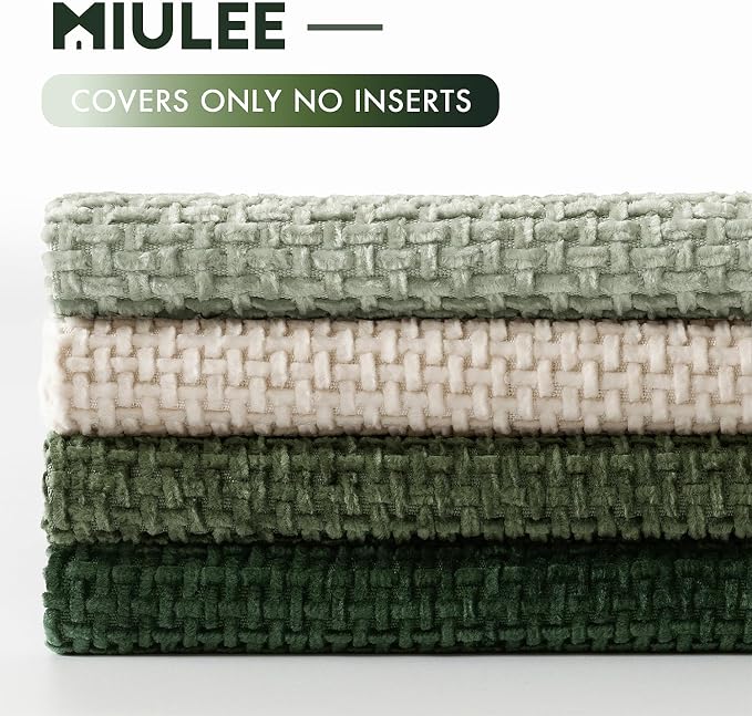 MIULEE Pack of 4 Couch Throw Pillow Covers 16x16 Inch Neutral Green Soft - Image 6