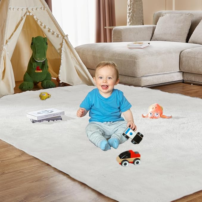 Large Area Rugs for Living Room, Super Luxury Soft Fluffy Modern Bedroom Rug - Image 3