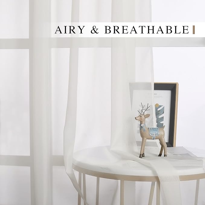 NICETOWN Beige Sheer Curtains Airy & Elegant - Image 2