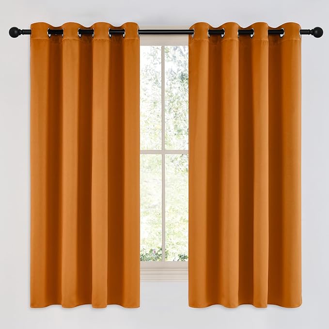 NICETOWN Room Darkening Orange Curtains 63 inches Long by NICETOWN