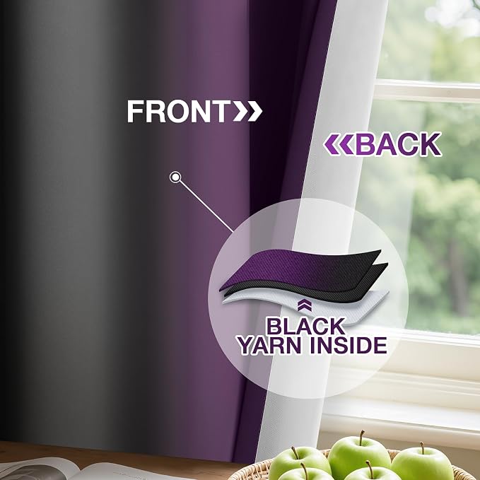 Yakamok Blackout Ombre Purple and Black Curtains - Image 3
