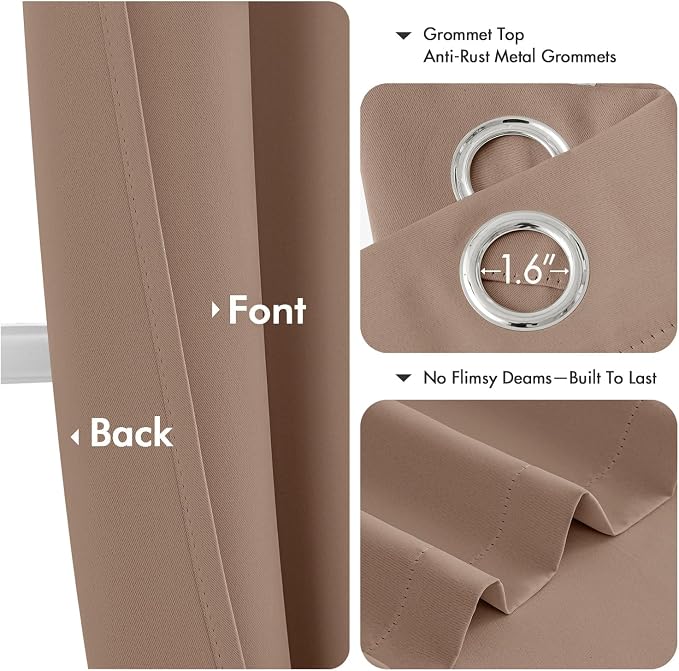 MIULEE Blackout Curtains for Bedroom 2 Panels 40 x 54 Inch Long Cappuccino | - Image 4