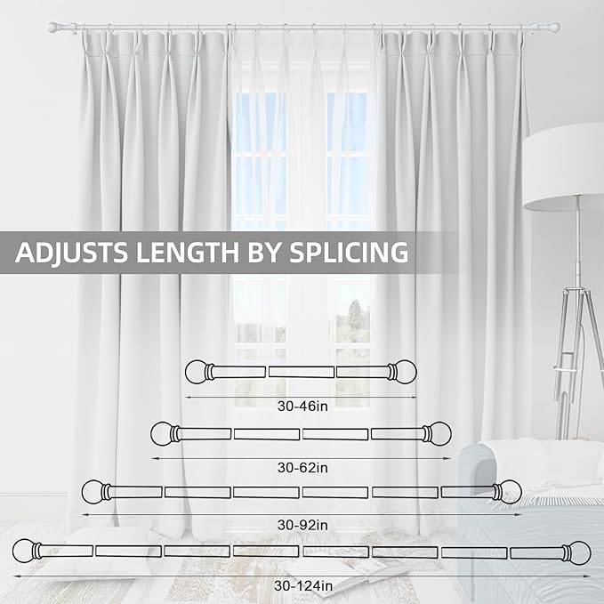 Thestoa Curtain Rods for Windows 66-120 Inch, 5/8" White Curtain Rods, - Image 5