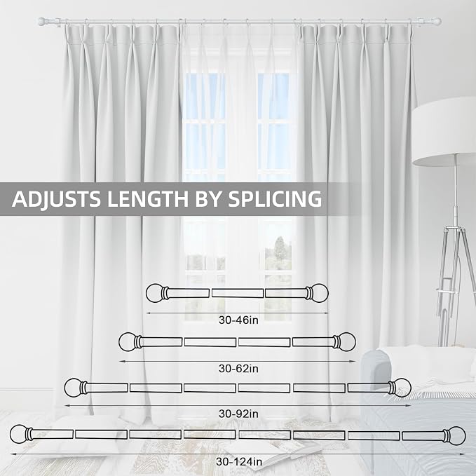 Thestoa Curtain Rods for Windows 30-46 Inch, 5/8" White Curtain Rods, Stainless - Image 5