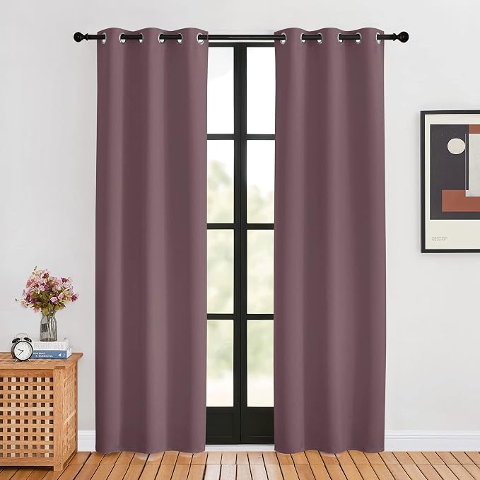 NICETOWN Blackout Curtains for Bedroom, Dry Rose, 34 W by 80 L, Thermal by NICETOWN