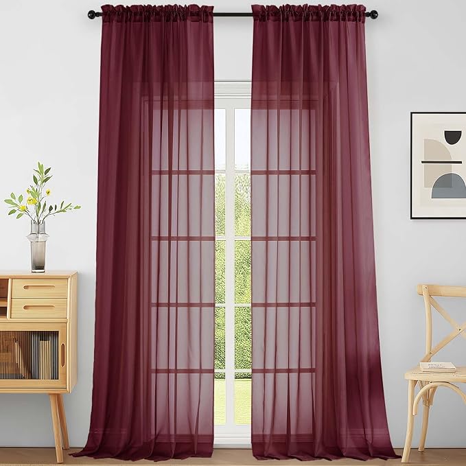 Extra Wide Sheer Curtains for Windows 108 inches Long, Lightweight Light by Home