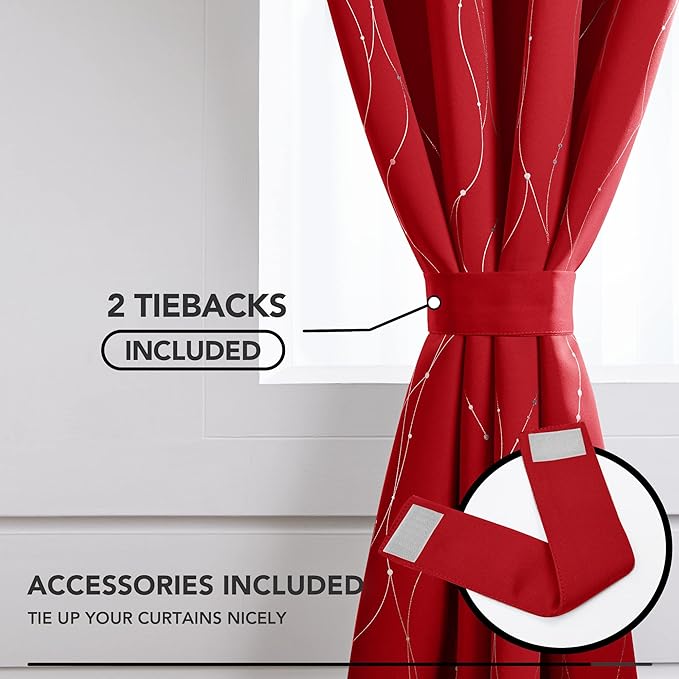Deconovo Christmas Curtains, Thermal Insulated Soundproof Drape, Wave Line Dot - Image 4