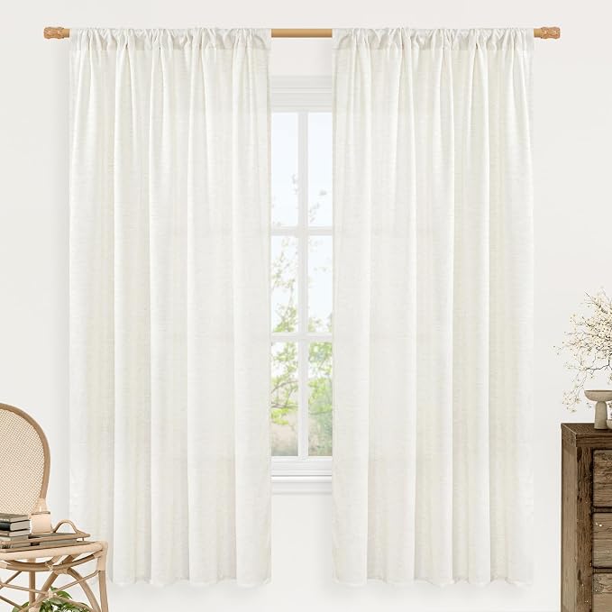 LAMIT Natural Linen Curtains 72 inch Length by LAMIT