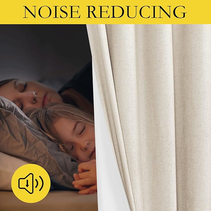 NICETOWN 100% Absolutely Blackout Linen Curtains - Image 3