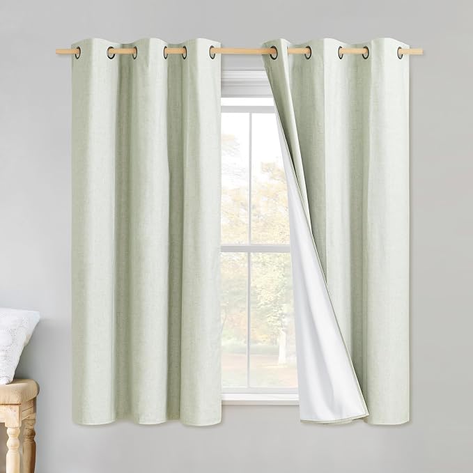 NICETOWN Sage Green Linen Blackout Curtains by NICETOWN