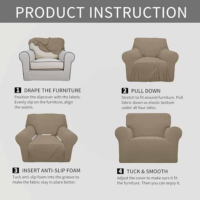 Easy-Going Stretch Oversized Chair Sofa Slipcover 1-Piece Couch Sofa Cover - Image 6