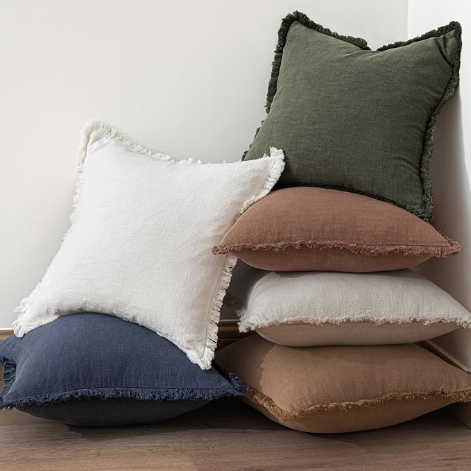 MIULEE Decorative Throw Pillow Covers Neutral Fringe Throw Pillows Set of 2 - Image 6