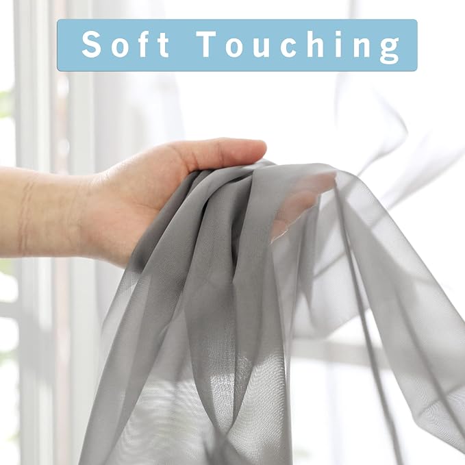 OWENIE Sheer Curtains 96 Inch Length, Elegant Sheer Curtains - Image 5