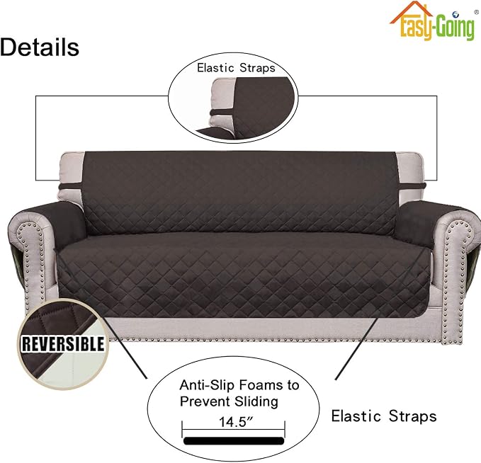 Easy-Going Reversible Couch Cover, 2 Cushion Sofa, Chocolate/Ivory | Loveseat - Image 3